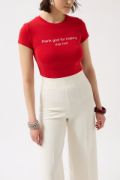 Thanks God Baskılı Likralı Crop T-Shirt resmi